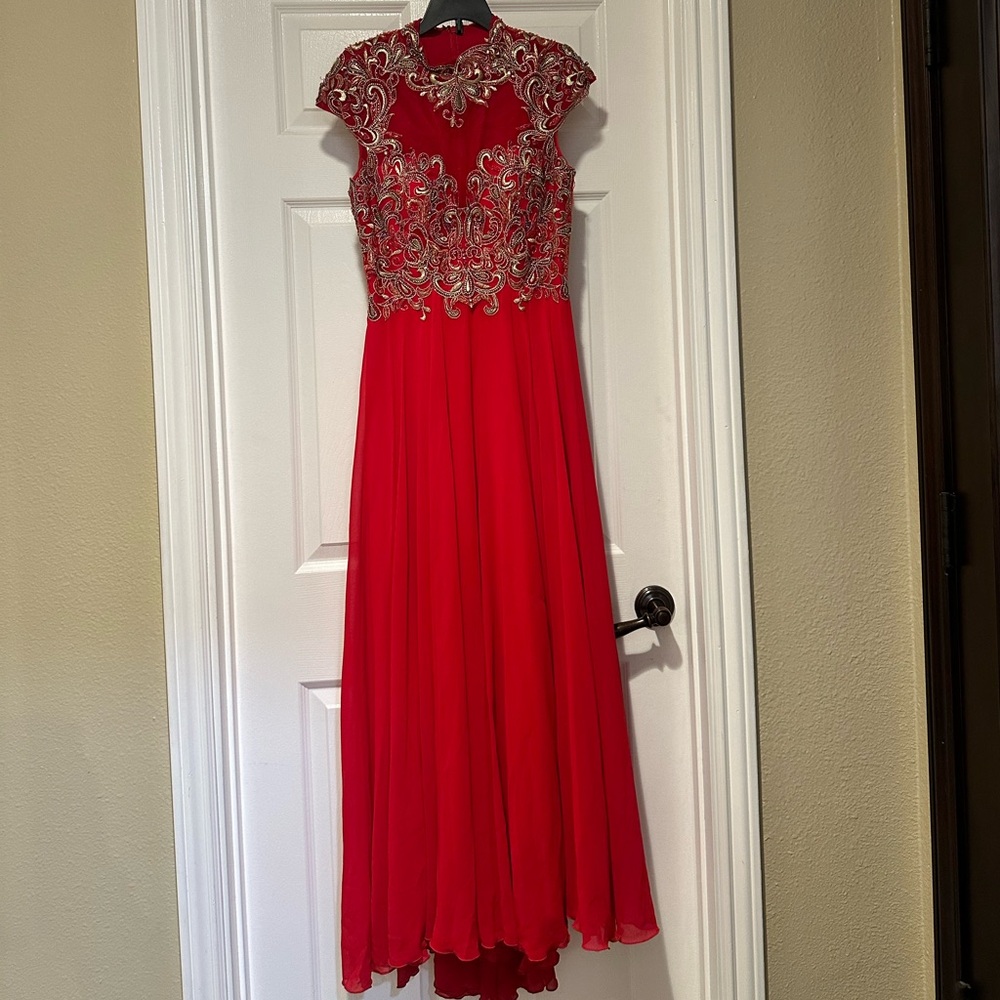 Red wedding guest dress